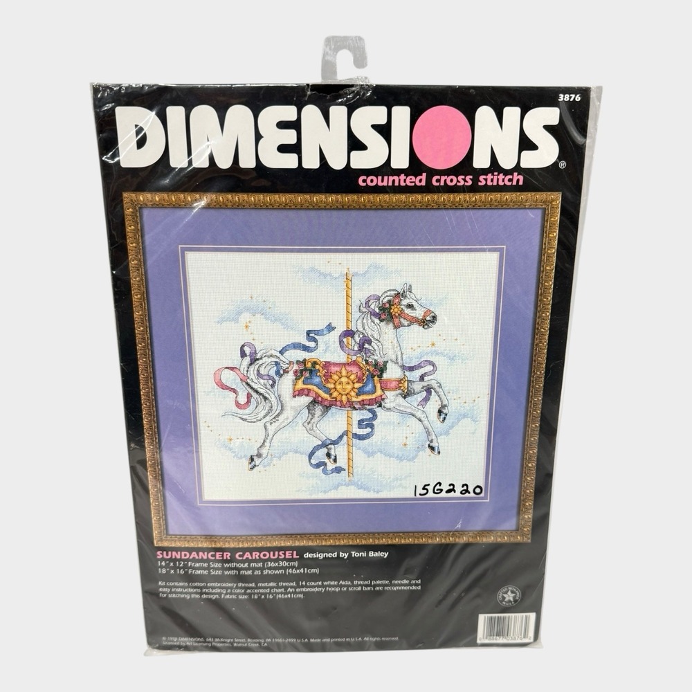 Dimensions Cross Stitch Kit Unisex OS White New Sundancer Carousel 3876 Vintage